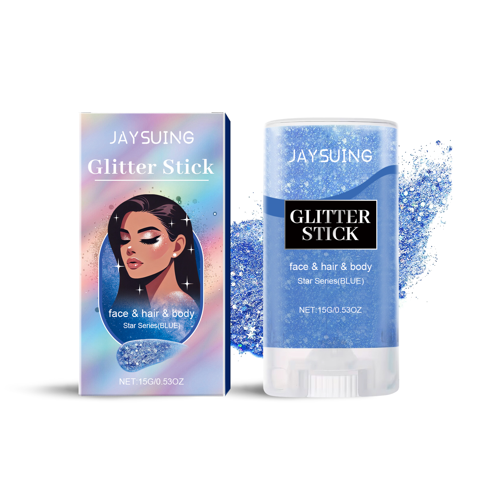 Jaysuing Sequined Glitter Stick Blue