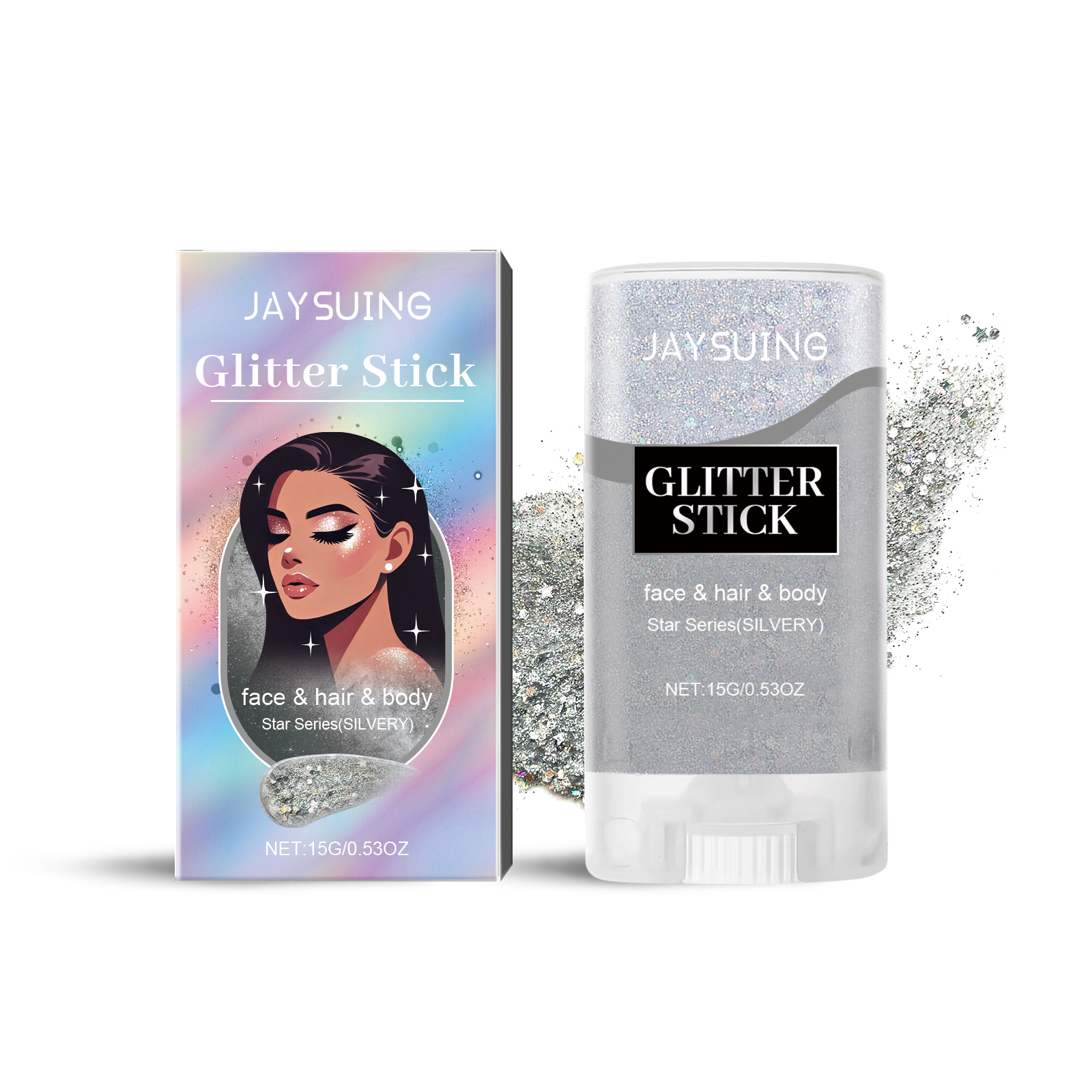 silver sequined glitter stickb