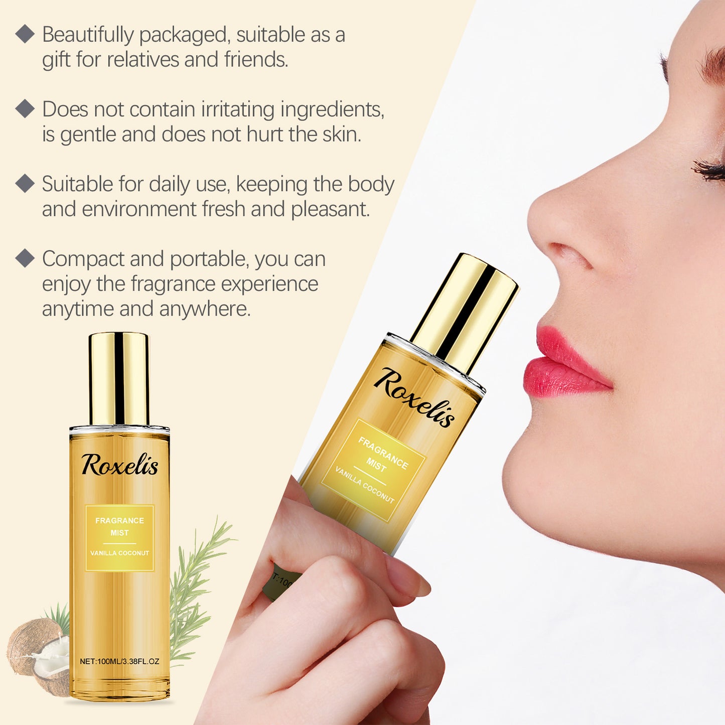 Roxelis Vanilla Coconut Fragrance Spray Long Lasting