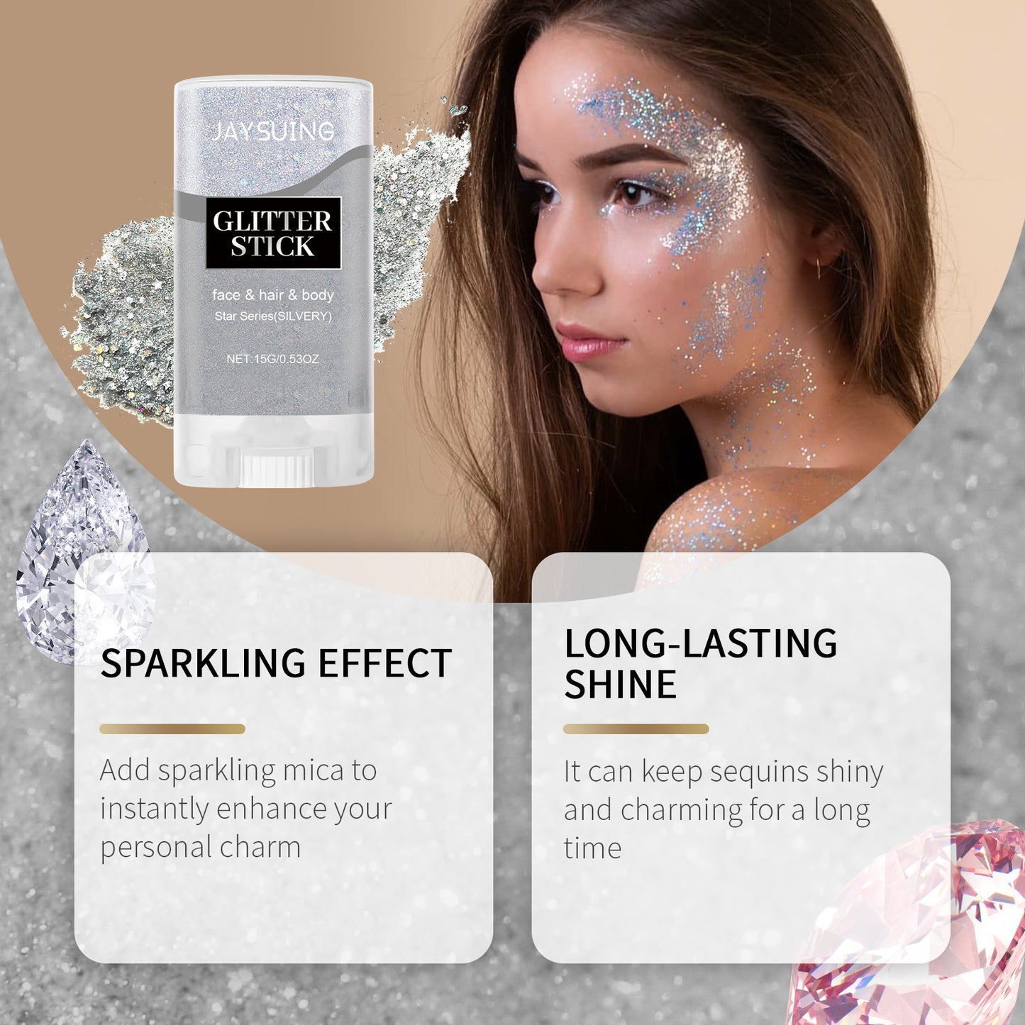 silver sequined glitter stickb
