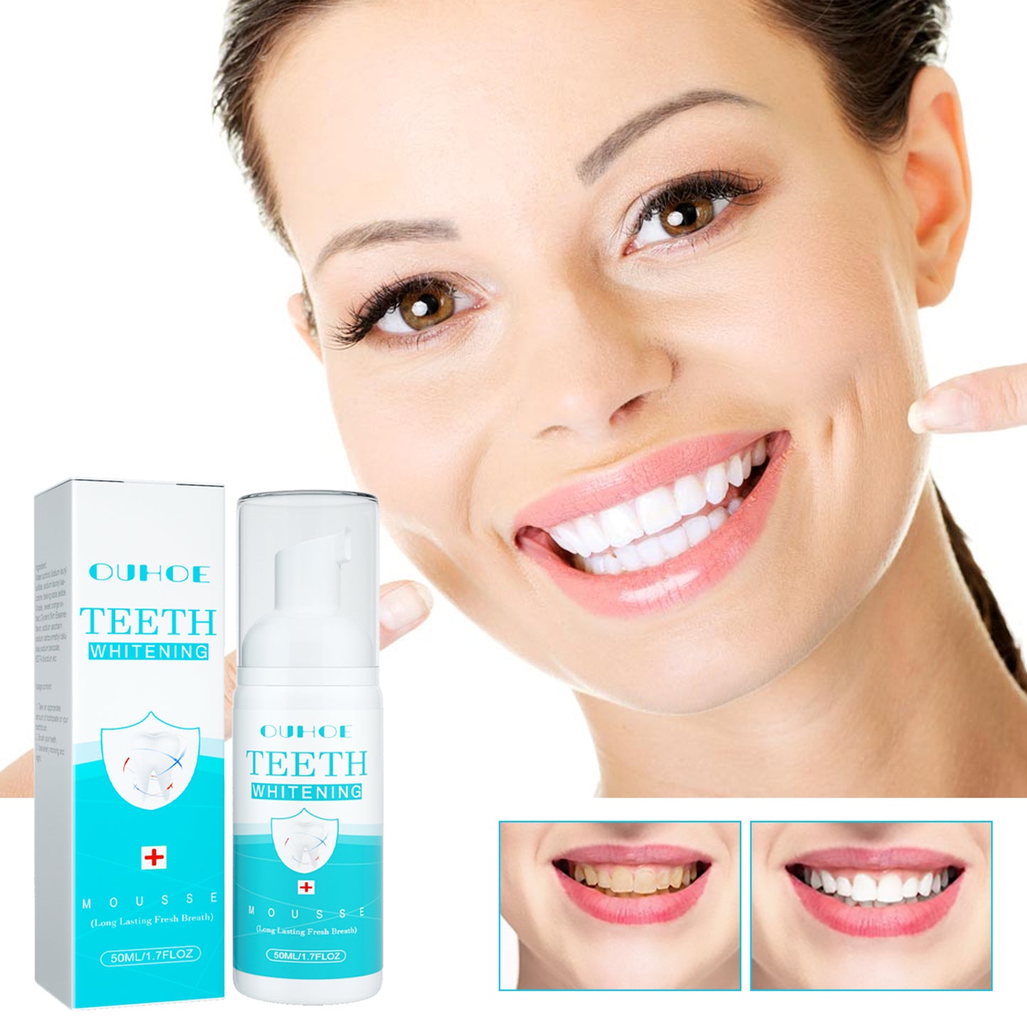 OUHOE White Teeth Mousse Clean Tartar Fresh Breath 