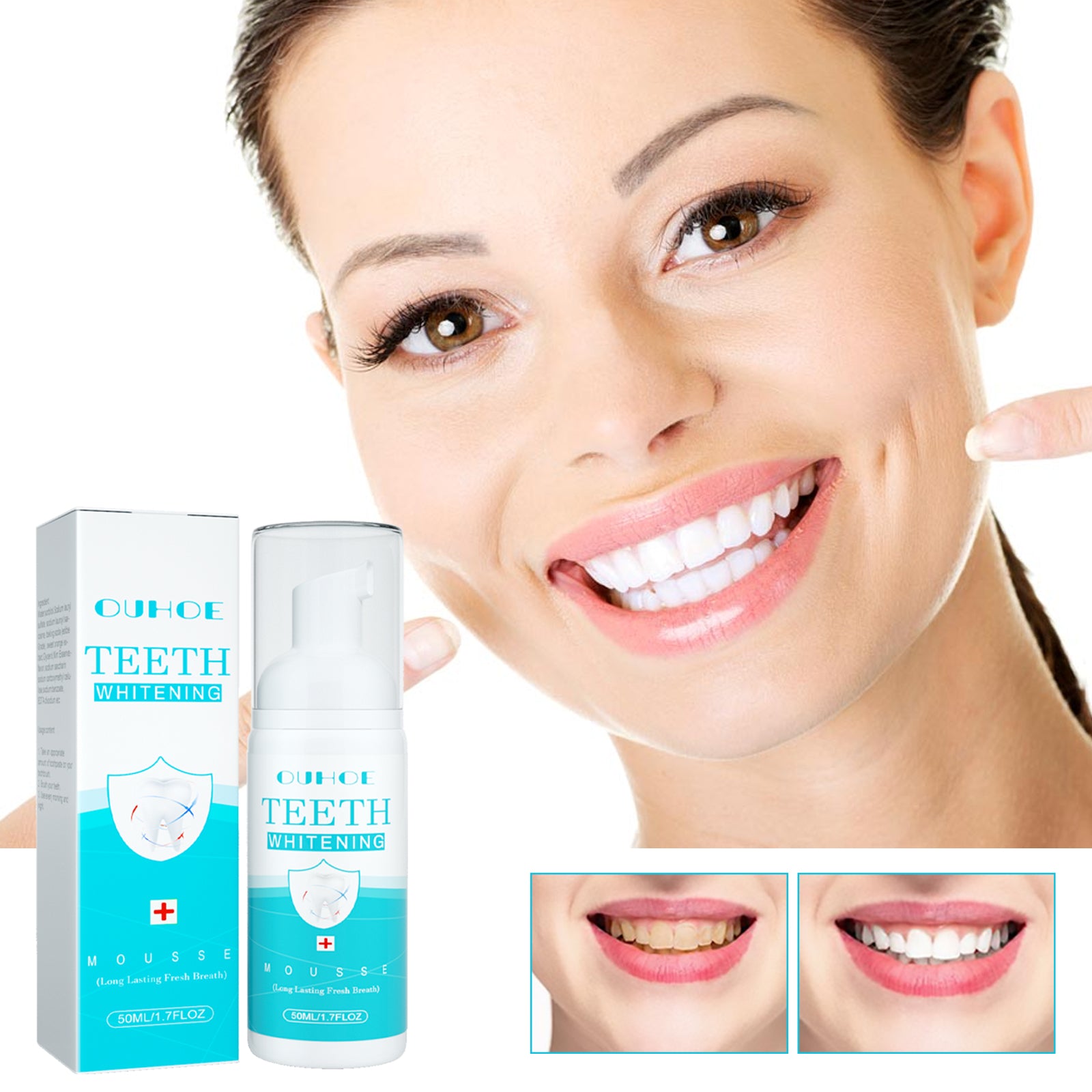 OUHOE White Teeth Mousse Clean Tartar Fresh Breath 