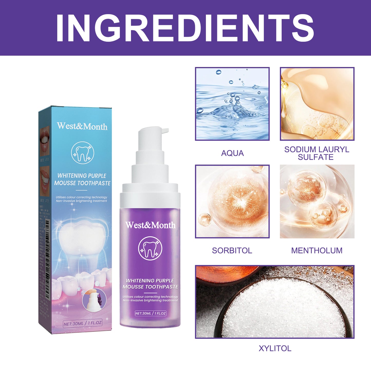 West&Month Purple Mousse Toothpaste Daily Mouthguard