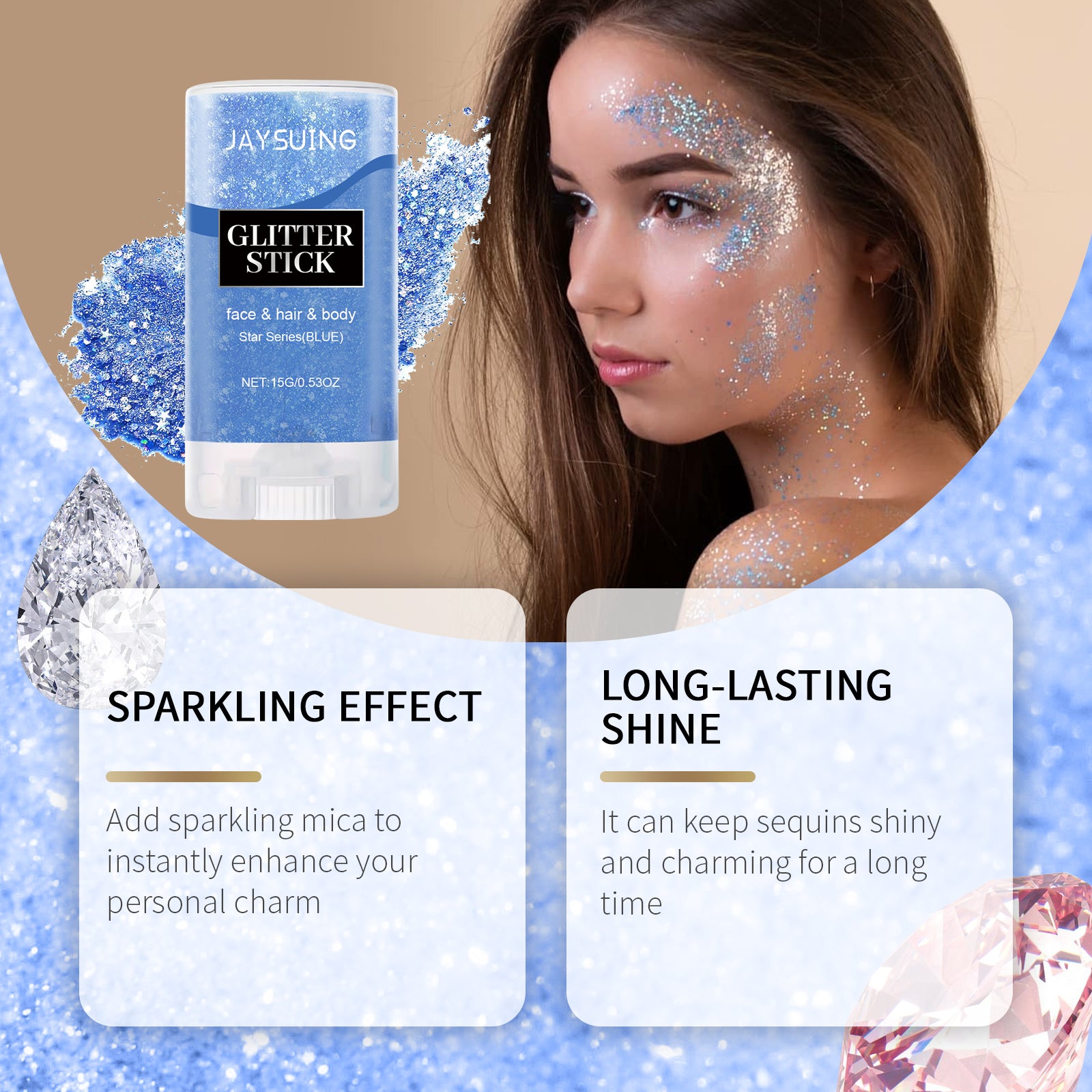Jaysuing Sequined Glitter Stick Blue